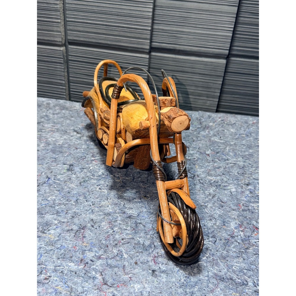 Handmade Wooden Motorcycle Sculpture Chopper Style Rustic Decor Unique Gift 16X4